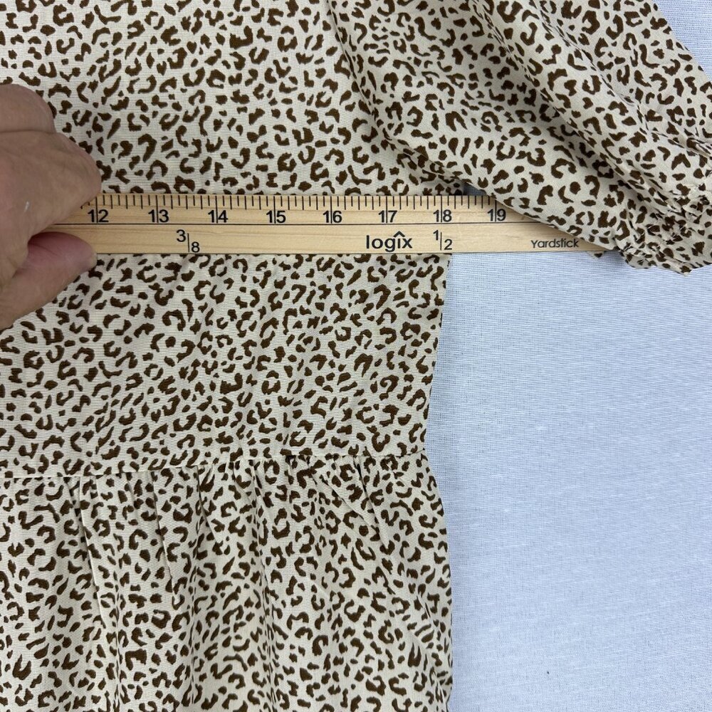 PRETTY GARDEN WOMEN'S LEOPARD PRINT TIERED MIDI FLOWY DRESS FUFF SLEEVE M - Picture 10 of 12